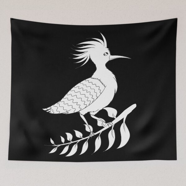 Item preview, colorless pretty Eurasian hoopoe (hudhud) - black background designed and sold by bunnyEmanArt.