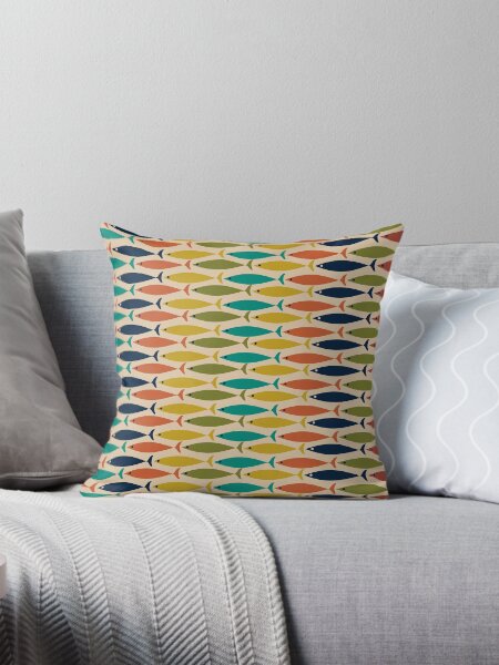 Hourglass Abstract Midcentury Modern Retro Mod Pattern in Rainbow Pop Colours Pillow for Sale by kierkegaard Redbubble