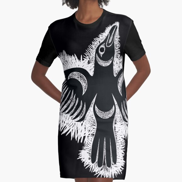 Coast Salish Crow Graphic T-Shirt Dress