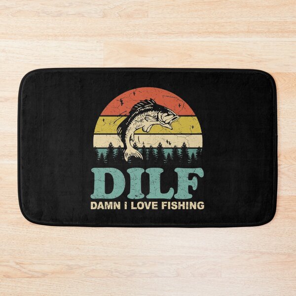 Item preview, DILF Damn I Love Fishing Retro Vintage Sunset Funny Fishing Gift designed and sold by EvengoDesign89.