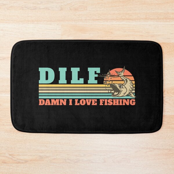 Item preview, DILF Damn I Love Fishing Retro Vintage Sunset Funny Fishing Gift designed and sold by EvengoDesign89.