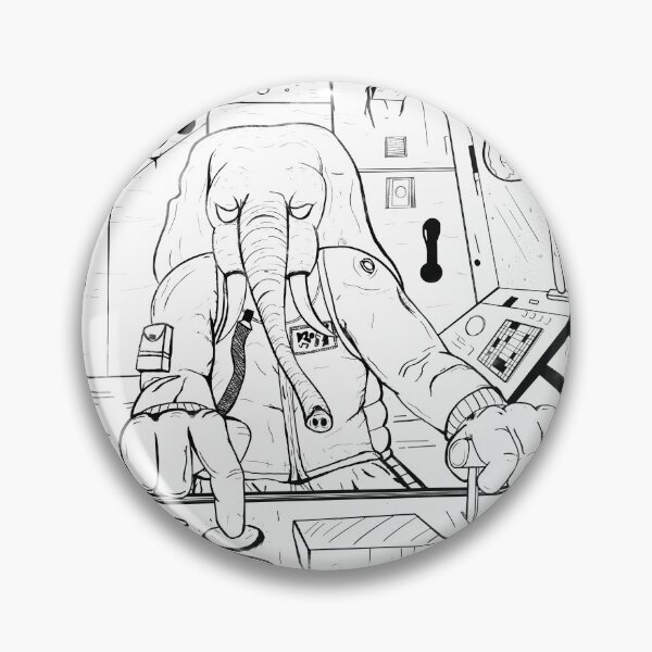 Item preview, comic book line art space elephant designed and sold by Kyle Morgan.