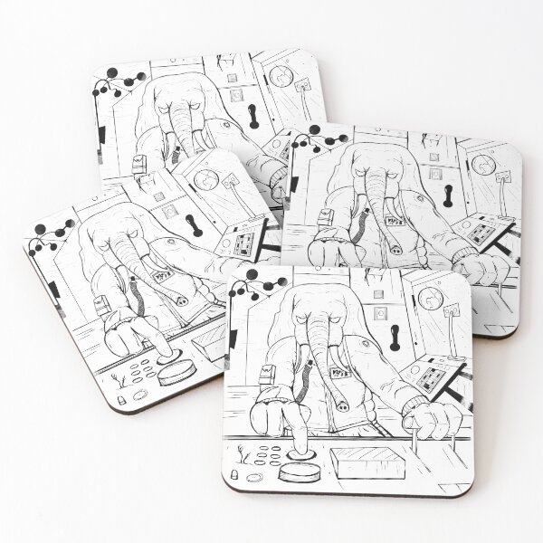 Item preview, comic book line art space elephant designed and sold by Kyle Morgan.