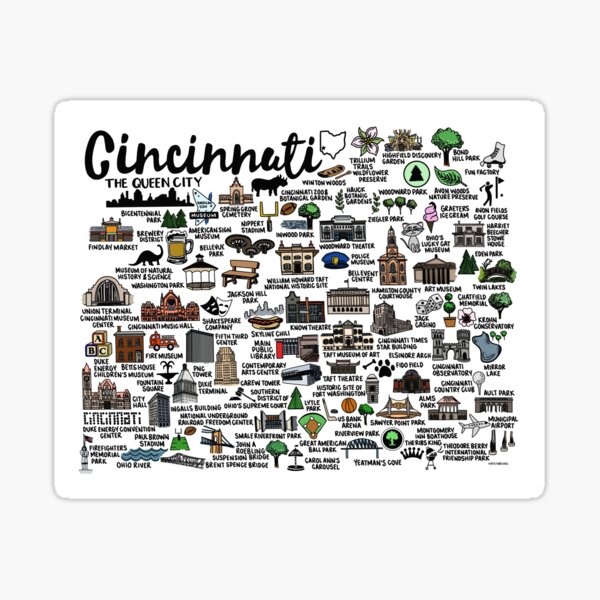 Item preview, Cincinnati Ohio Map  designed and sold by fiberandgloss.
