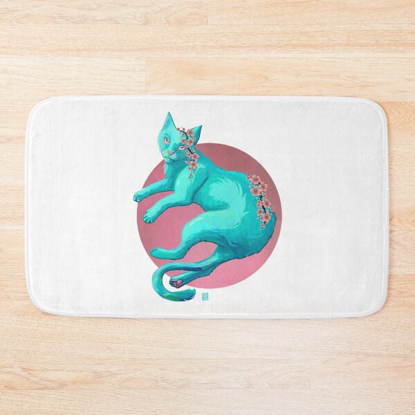 Item preview, Cherry Blossom Cat | Mystical | Cat | Japan | Fantasy | Green Cat | ellyonart designed and sold by ellyonart.