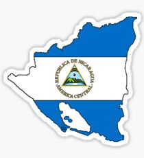 Pegatina Mapa de Nicaragua con bandera nicaragüense