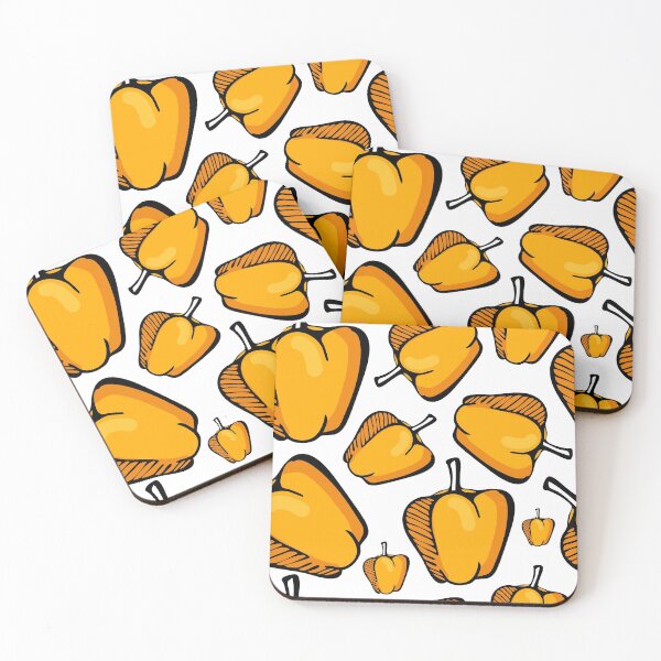 Item preview, Doodle yellow bell pepper pattern. Cartoon vegetable background for cooking, kitchen, garden designed and sold by parkinsmack.