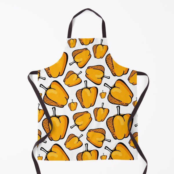 Item preview, Doodle yellow bell pepper pattern. Cartoon vegetable background for cooking, kitchen, garden designed and sold by parkinsmack.
