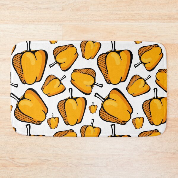 Item preview, Doodle yellow bell pepper pattern. Cartoon vegetable background for cooking, kitchen, garden designed and sold by parkinsmack.