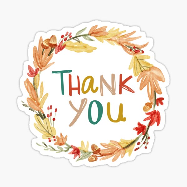 Beautiful thank you text design Sticker for Sale by Theleochick