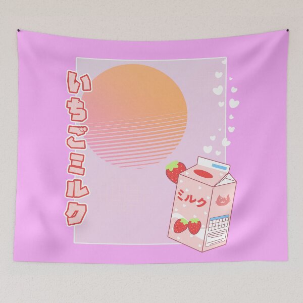Artikelvorschau, Kawaii Erdbeermilch Ichigo Miruku Ästhetisches Chibi Pastell Geschenk entworfen und verkauft von VaporwaveAnime.