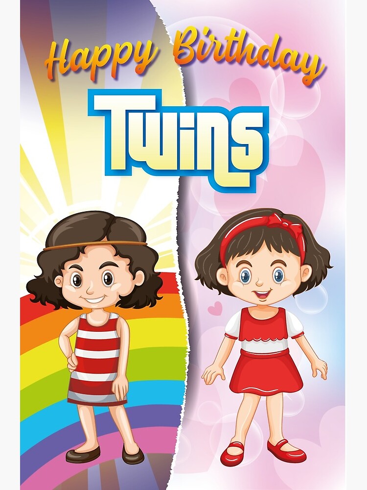 Twizler Tarjeta De Felicitación De Cumpleaños Para Niña, Fiesta De Gemelos, Regalos, Acabado De Cristal Swarovski Y Marcador Recortado, Tarjeta De Cumpleaños Para Niños