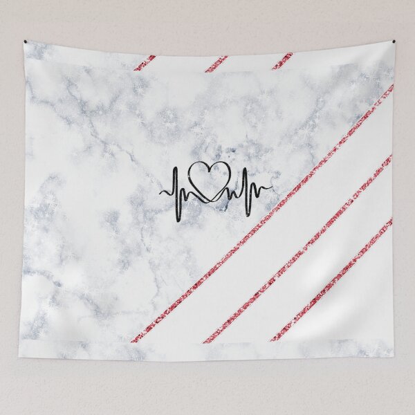 Item preview, Grey Marble Heartbeat Pattern Pink Glitter Wallpaper designed and sold by Jolly-Yosei.
