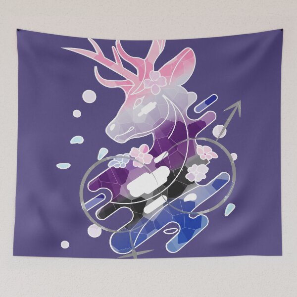Item preview, Genderfluid deer, stained glass art  designed and sold by IHHRaconte.