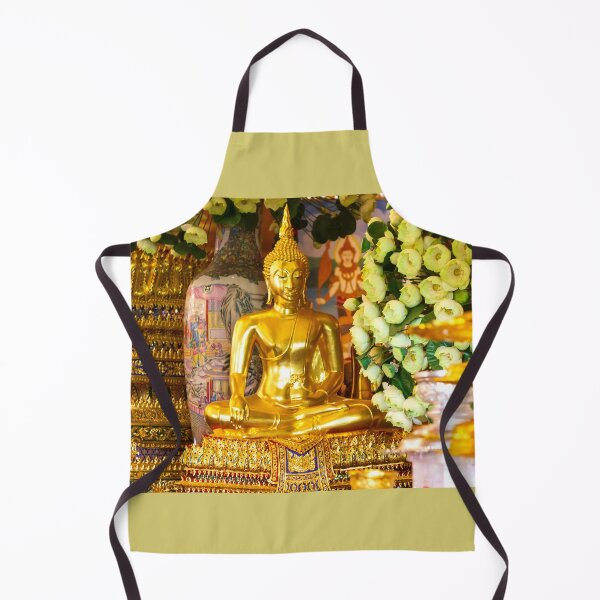 Item preview, Golden Buddha statue surrounded by lotus flowers and rich golden decorations in Buddhist temple in Bangkok, Thailand. designed and sold by Rrrainbow.