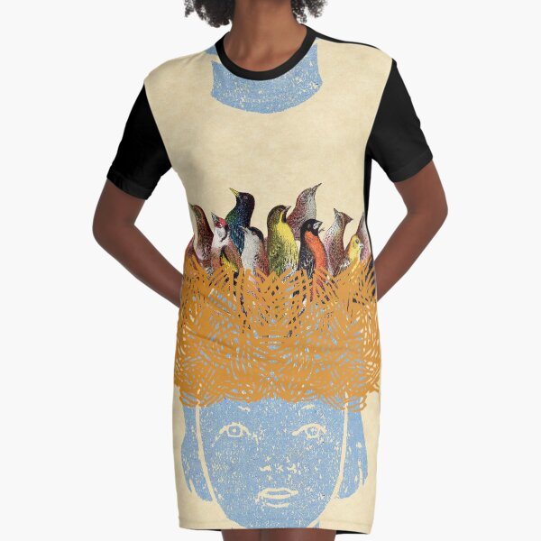 Bird nest head Graphic T-Shirt Dress