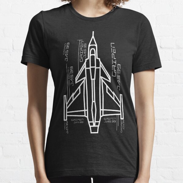 Vista previa del artículo con la obra «Vista superior del avión de combate Jas 39 Gripen, dibujo de un avión en diseño geométrico», diseñado y vendido por ARTsPlural.