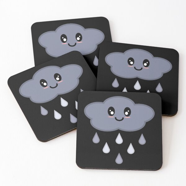 Item preview, Kawaii Cute Happy Stormy Rain Cloud in Black designed and sold by Kelly Leung.