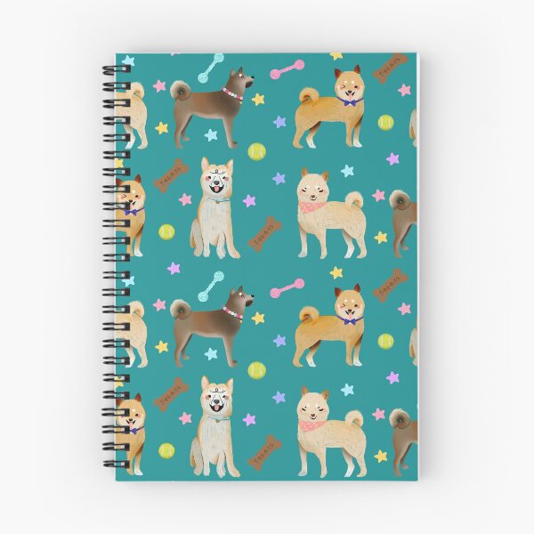 Item preview, Shibu Inu / Ainu Dogs -  Cute Tan and Turquoise Dog Illustration Pattern  designed and sold by TheRainbowRoom.