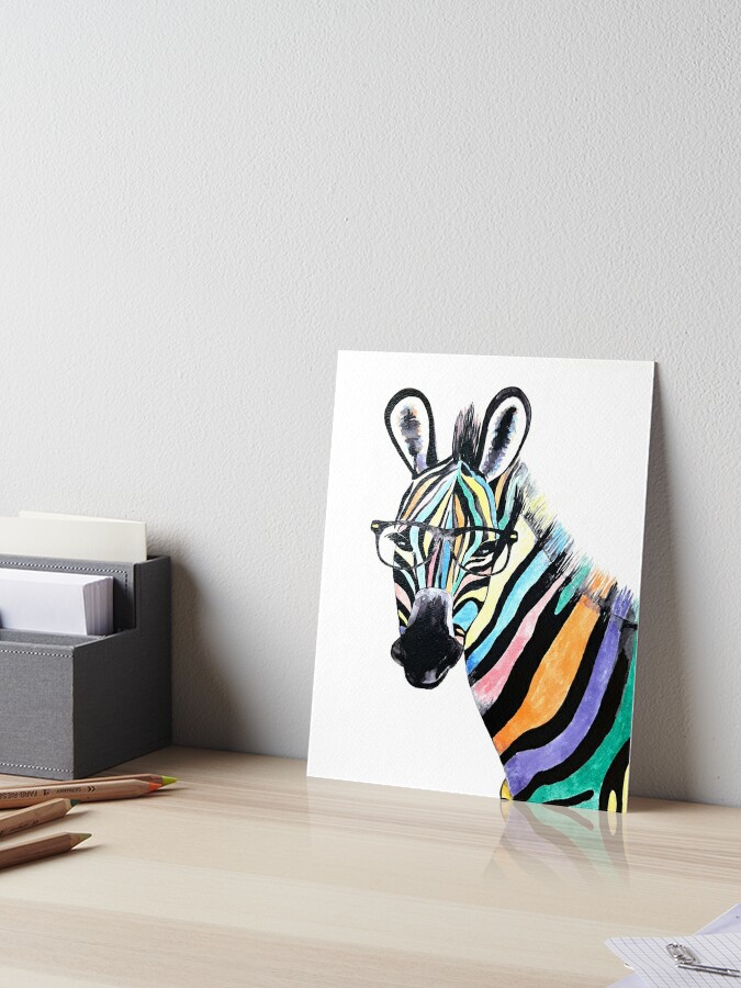 Rainbow Zebra Profile | Art Board Print