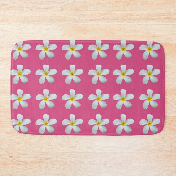 Item preview, White Frangipani Flowers with pink background | Australian tropical flowers designed and sold by Lindsay Marie Patterns.