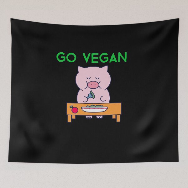 Item preview, Go Vegan, cute pig that eats vegetables designed and sold by GLwithUs.