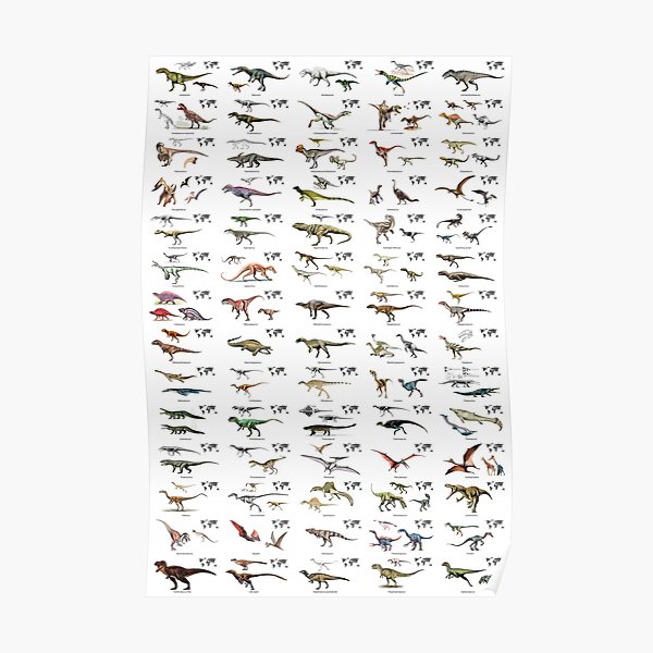 Carnivore dinosaurs with maps and names Poster