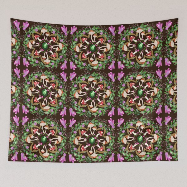 Item preview, Charming Spotted Mushrooms and Crystals Woodland Cottagecore designed and sold by silvaris.