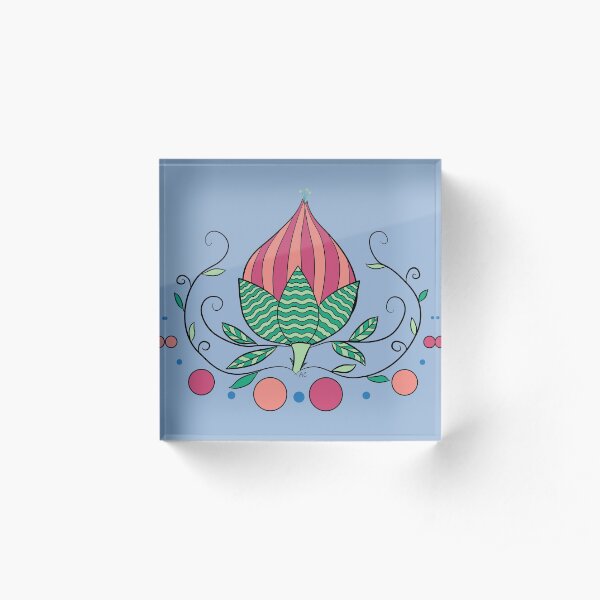 Whimsical Flower Bud Acrylic Block