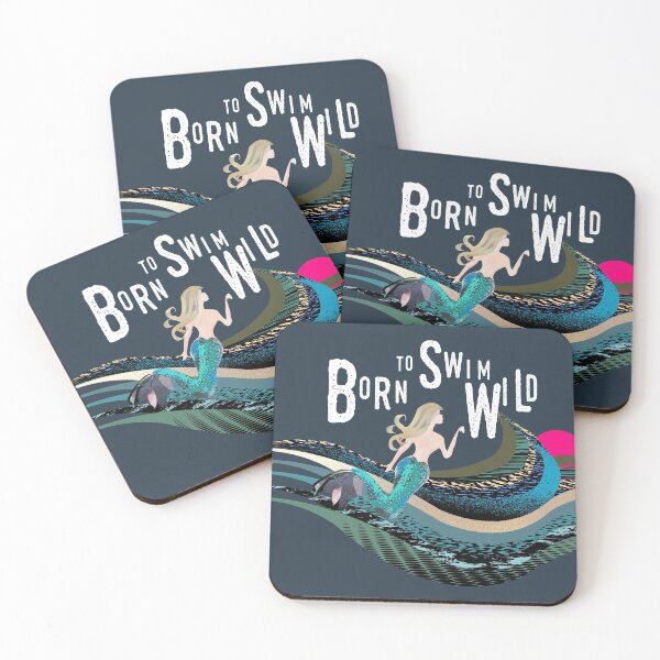 Item preview, Wild open water swimming, winter bathers.  Born to swim mermaid for swimmer lovers.  Caroline Laursen Original designed and sold by Caroline Laursen.