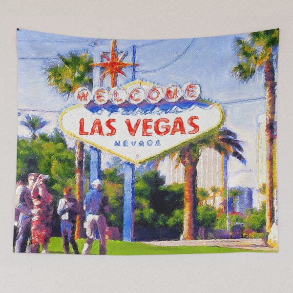 Item preview, Welcome To Fabulous Las Vegas sign, painting designed and sold by Travelways.