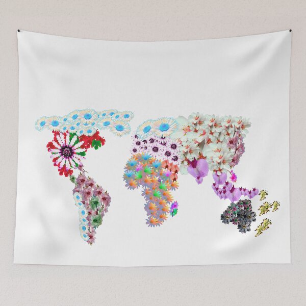 Item preview, Flowers world map designed and sold by cizito.
