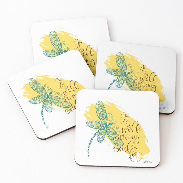 Item preview, Dragonfly ~ It is Well With My Soul ~ ZenStyle ~ In Teal, Chocolate, Sunshine Yellow designed and sold by senoiatradingco.