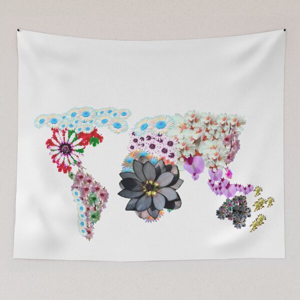 Item preview, Floral world map designed and sold by cizito.