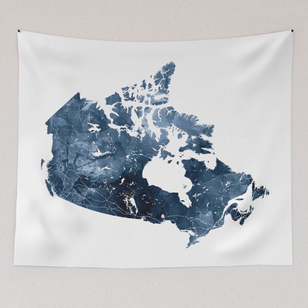 Item preview, Canada Map Watercolor Navy Blue by Zouzounio Art designed and sold by zouzounioart.