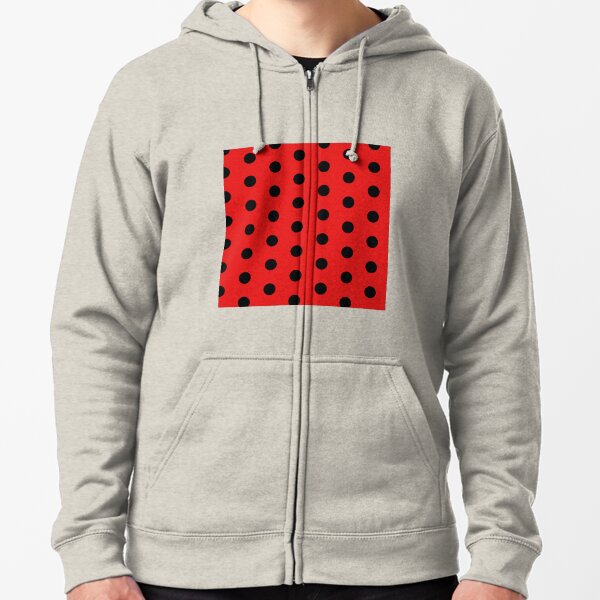 Ladybug Pattern Zipped Hoodie