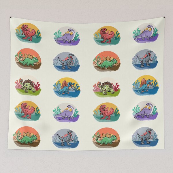 Aperçu de l'œuvre Différents types de dinosaures Dinos Stickerspack Tous les types de dinosaures Aloha Dinosaur créée et vendue par KLINESTORE.