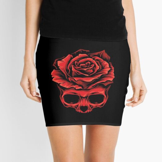 Black pencil skirt with hotsell red roses