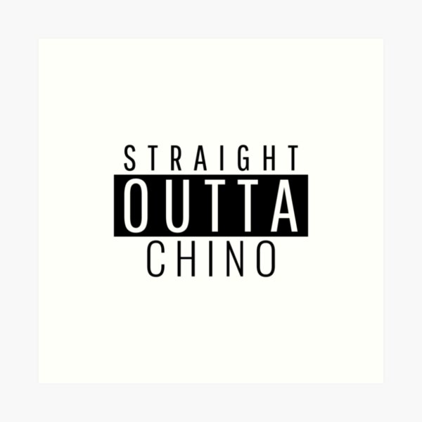 Vista previa del artículo con la obra «Straight Outta Chino California», diseñado y vendido por Teelogic.