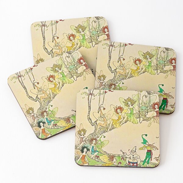 “Pixie Jamboree” by Mary Elizabeth Watt (1919) Coasters (Set of 4)