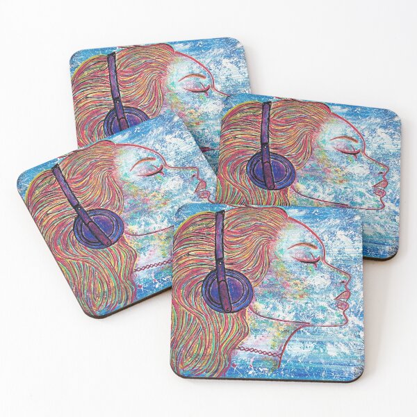 Item preview, Woman Listening to Music with headphones designed and sold by JessCarol-Art.