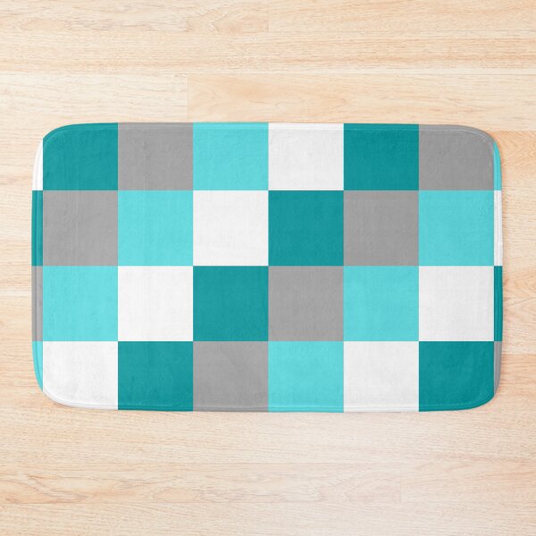 Item preview, Modern Checkered Pattern in Turquoise, White and Grey designed and sold by NavyOx.