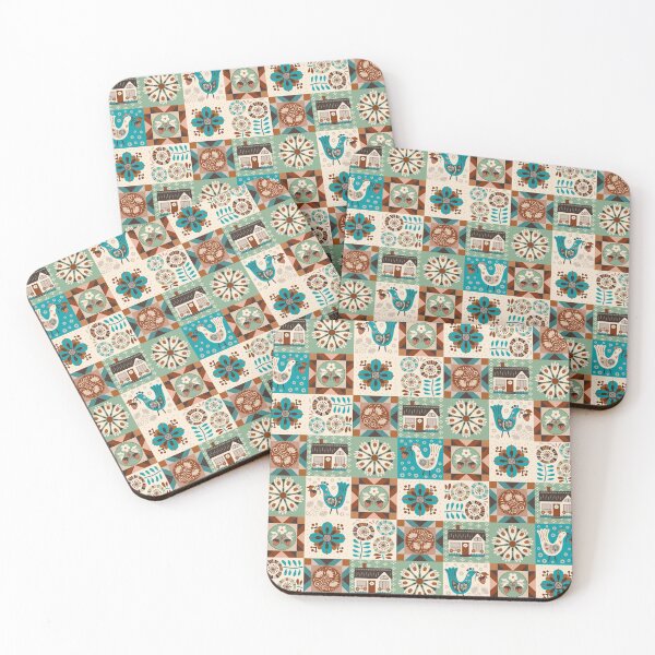 Aperçu de l'œuvre Couette patchwork Hygge contemporaine - 6 pouces carrés créée et vendue par Natural-Avenue.
