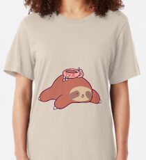 Tea Flower Sloth Slim Fit T-Shirt