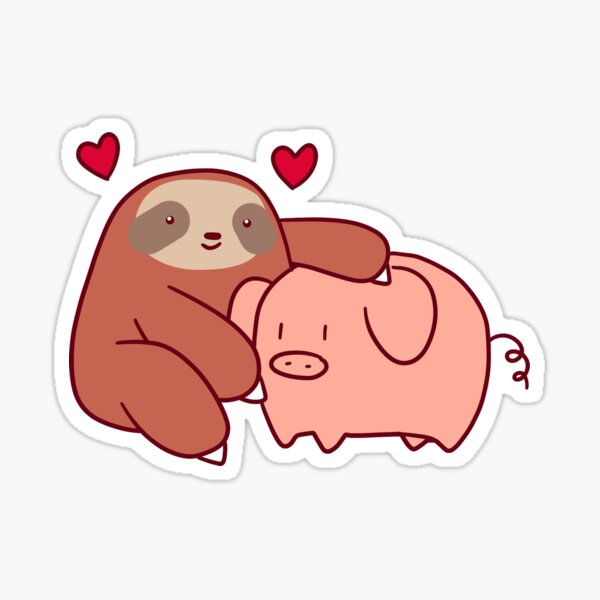 Sloth Loves Pig Sticker