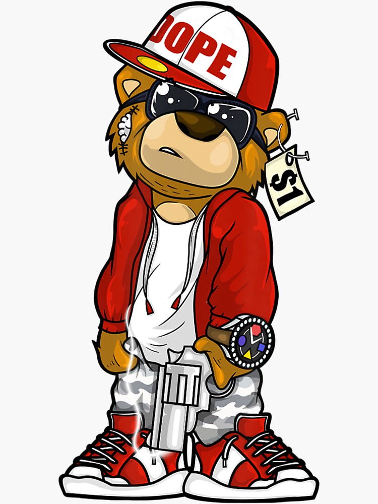 Hip Hop Dope Hustle Teddy Bear Rap Clothing Men Active T-Shirt