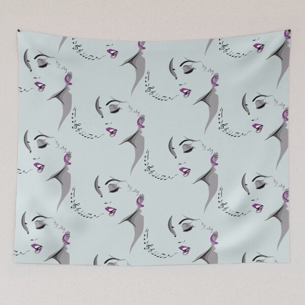 Item preview, Cute Beautiful Girl Singing a Song music notes designed and sold by iTrending.