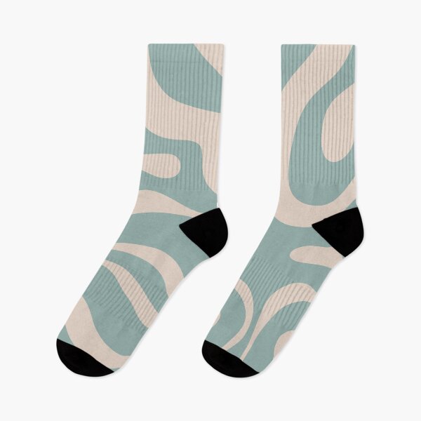 Item preview, Retro Modern Liquid Swirl Abstract Pattern Square in Pale Celadon Blue and Buff designed and sold by kierkegaard.