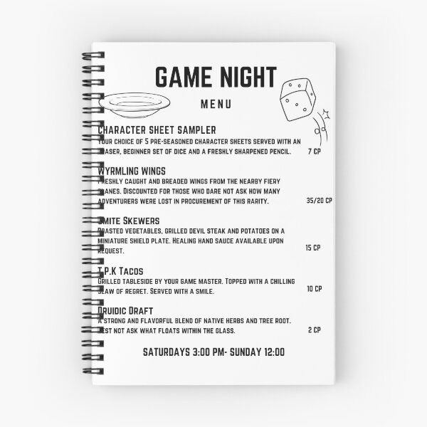 Item preview, 3 course Menu For Your Next Game Night designed and sold by rollinitiative.