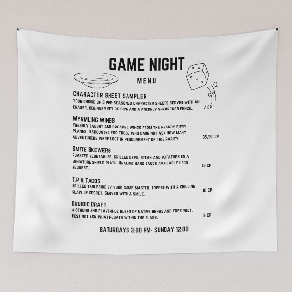 Item preview, 3 course Menu For Your Next Game Night designed and sold by rollinitiative.